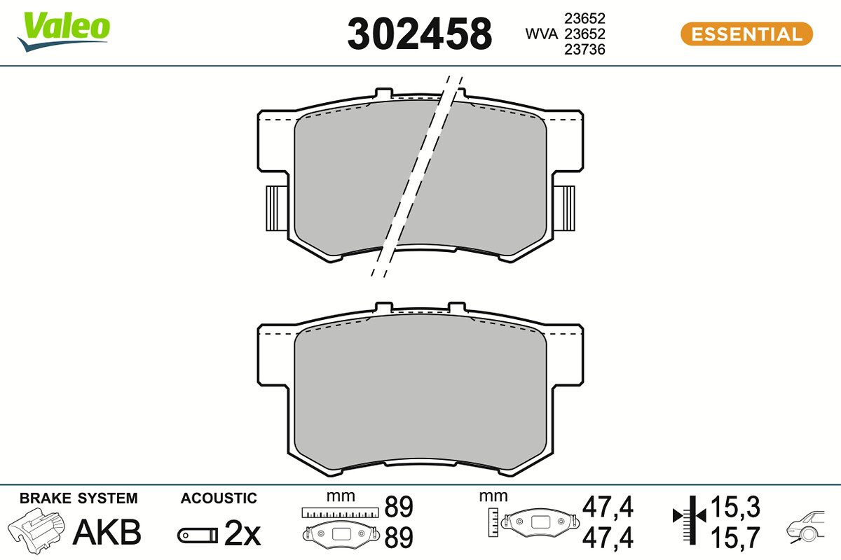 Jeu de 4 plaquettes de frein VALEO ref. 302458
